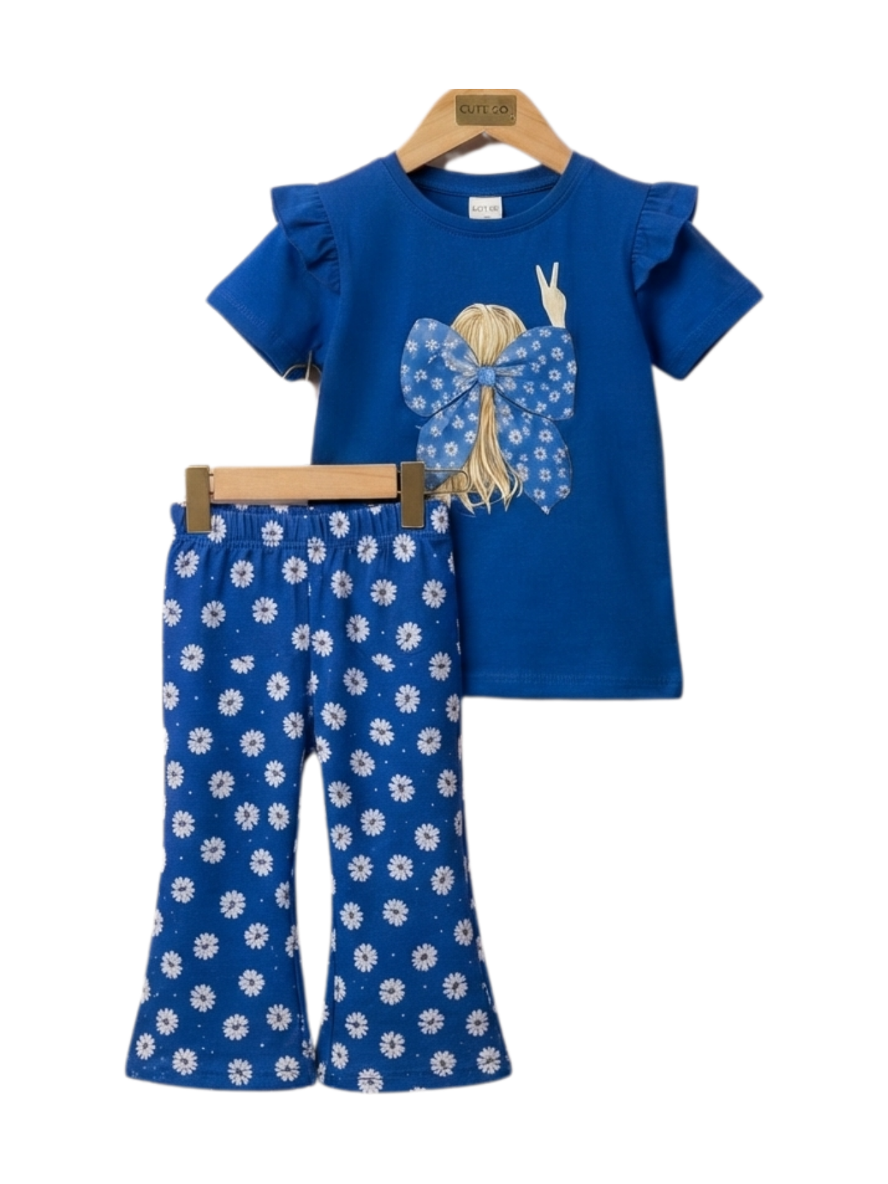 Blue Floral Bow Set