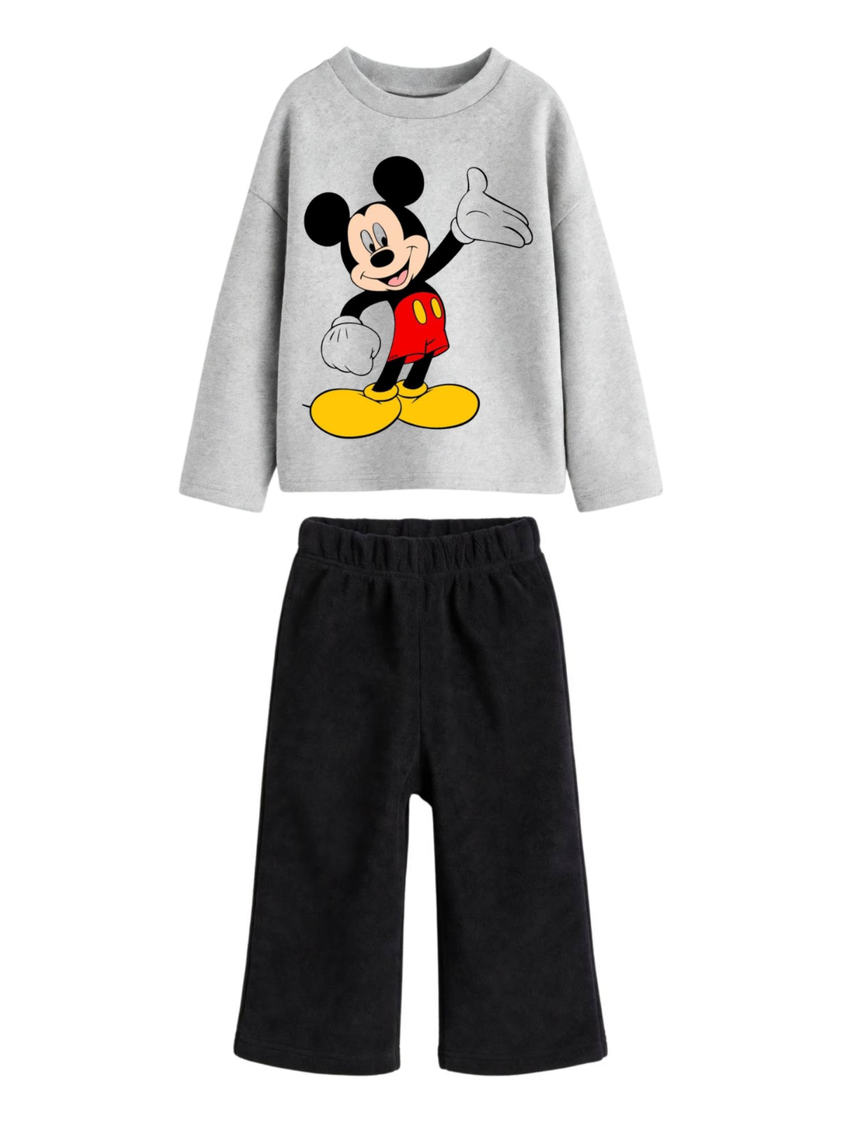Mickey Mouse Sweatshirt & Wide-Leg Pants Set - Grey & Black (0mths-2yrs)