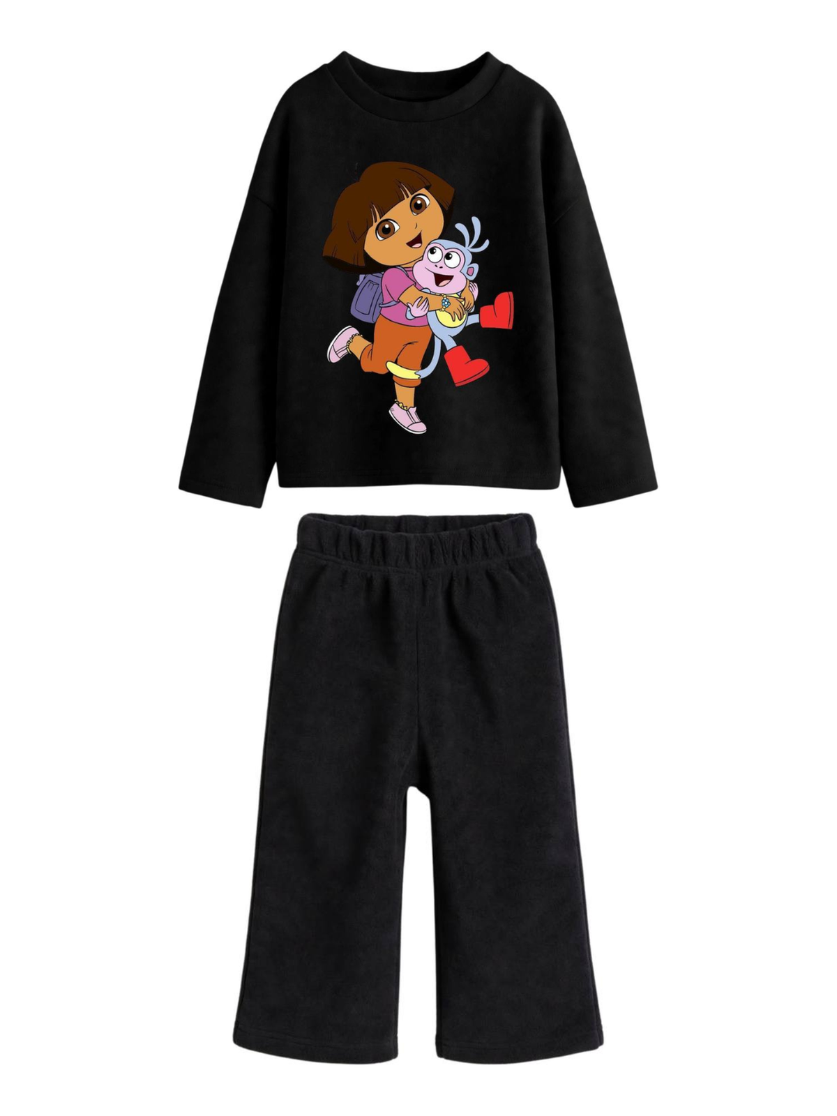 Dora & Boots Sweatshirt & Wide-Leg Pants Set - Black (0mths-2yrs)