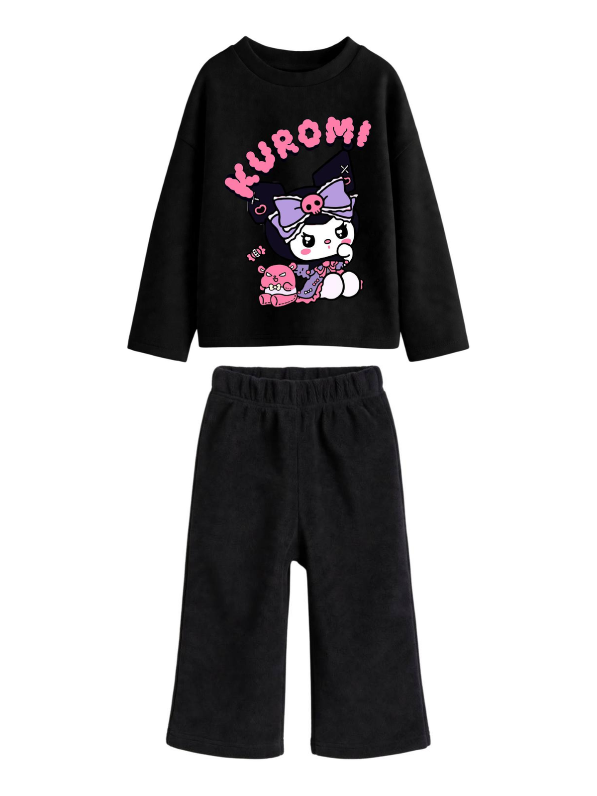 Kuromi Sweatshirt & Wide-Leg Pants Set - Black (0mths-2yrs)