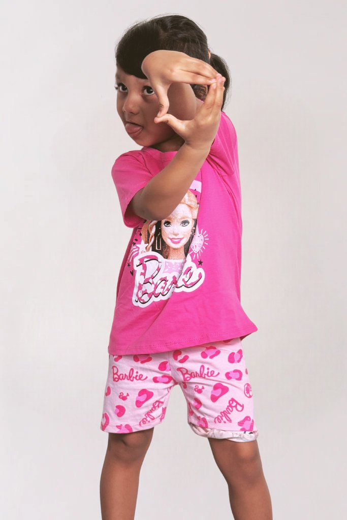 2pcs Barbie Printed T-shirt & Pant Set