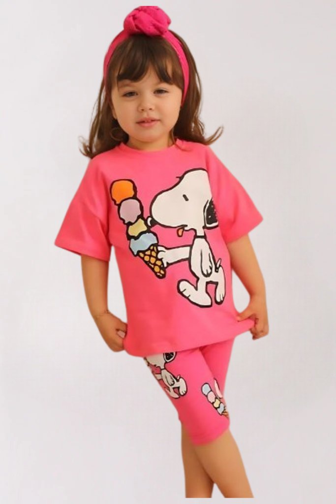 2pcs Big Doll Drop Shoulder T-shirt Set For Kid Girl