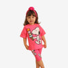 2pcs Big Doll Drop Shoulder T - shirt Set For Kid Girl