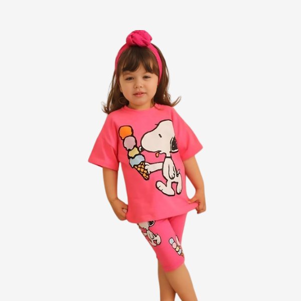 2pcs Big Doll Drop Shoulder T - shirt Set For Kid Girl