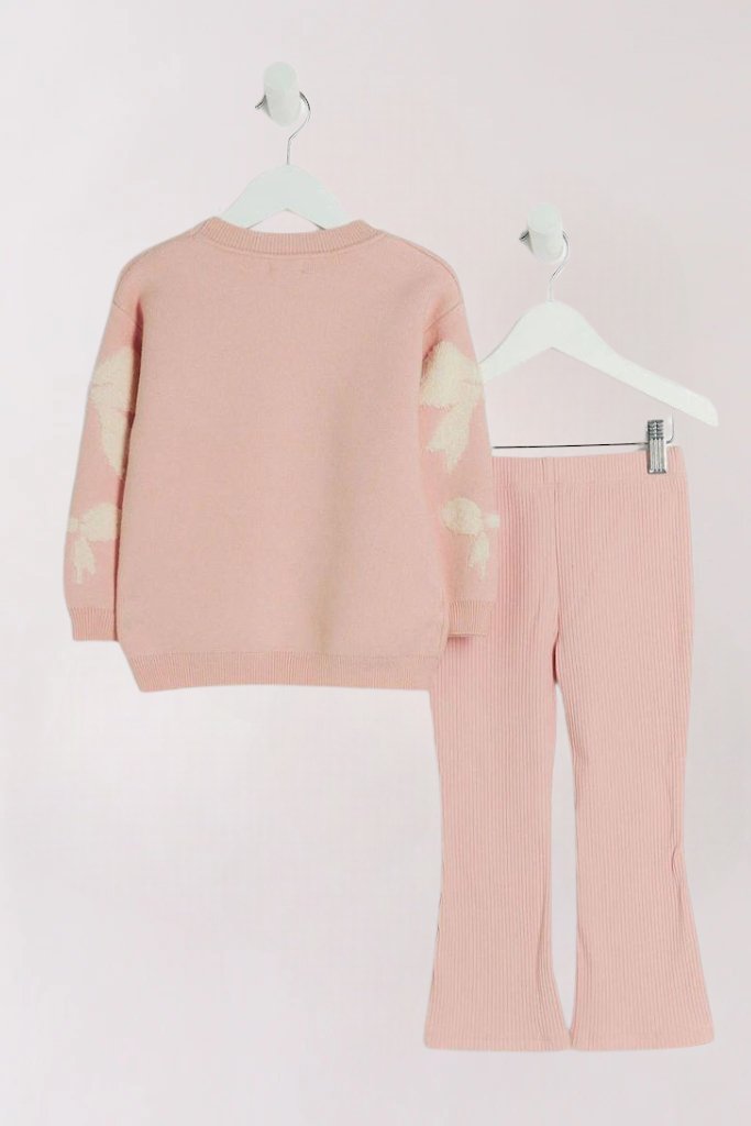 2pcs Bow Printed Sweatshirt & joggers Set