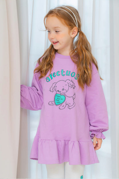 2pcs Cartoon Printed Sweatshirt & Pant Set_Purple