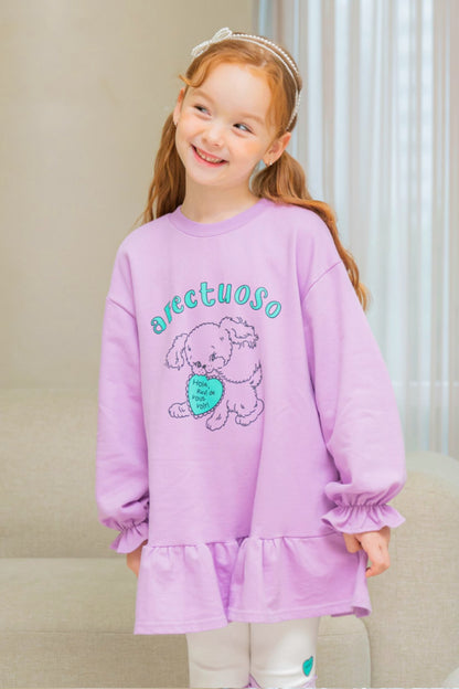 2pcs Cartoon Printed Sweatshirt & Pant Set_Purple