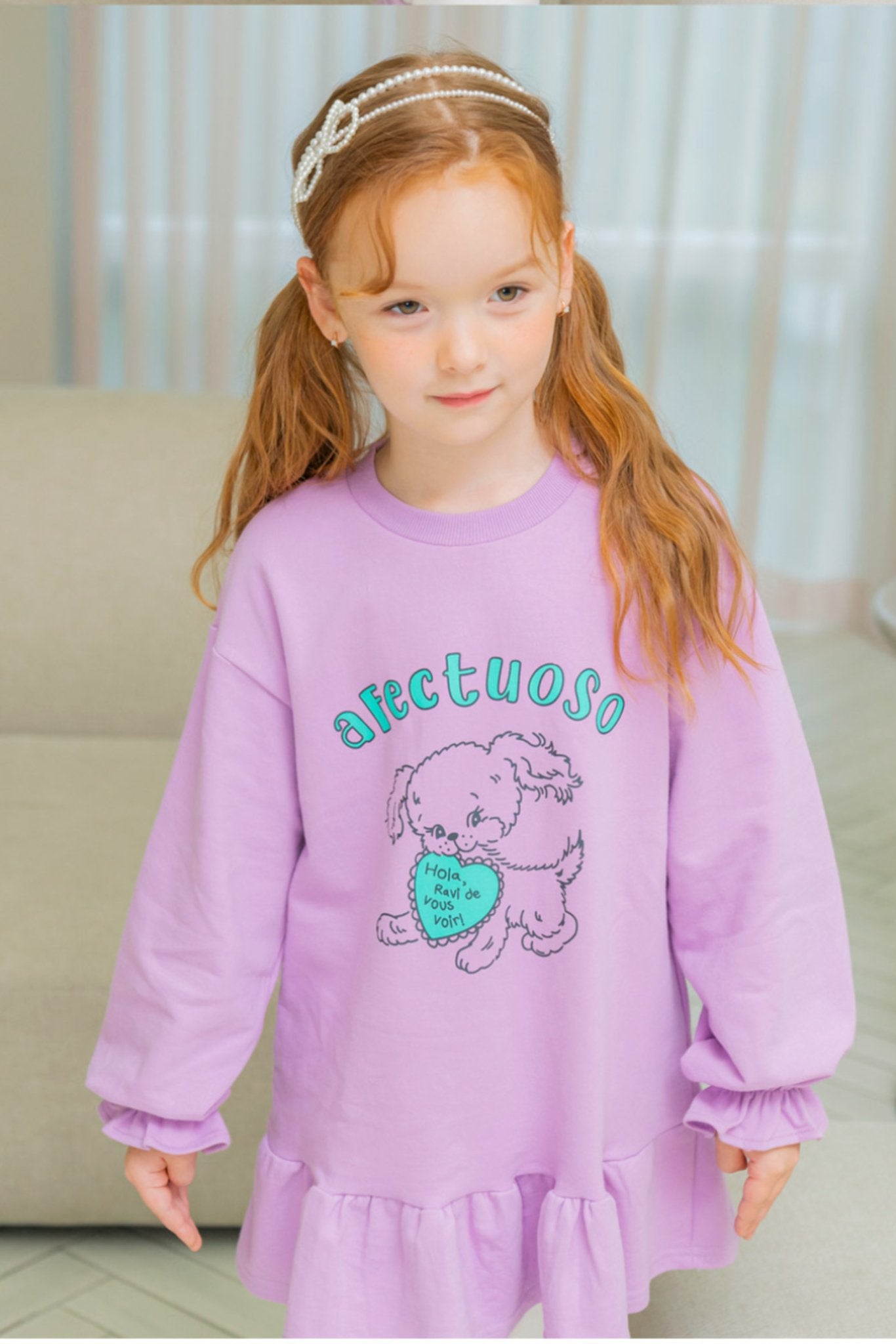 2pcs Cartoon Printed Sweatshirt & Pant Set_Purple