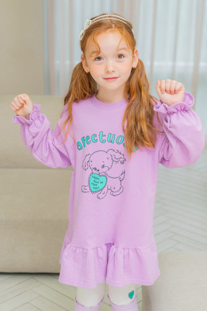 2pcs Cartoon Printed Sweatshirt & Pant Set_Purple