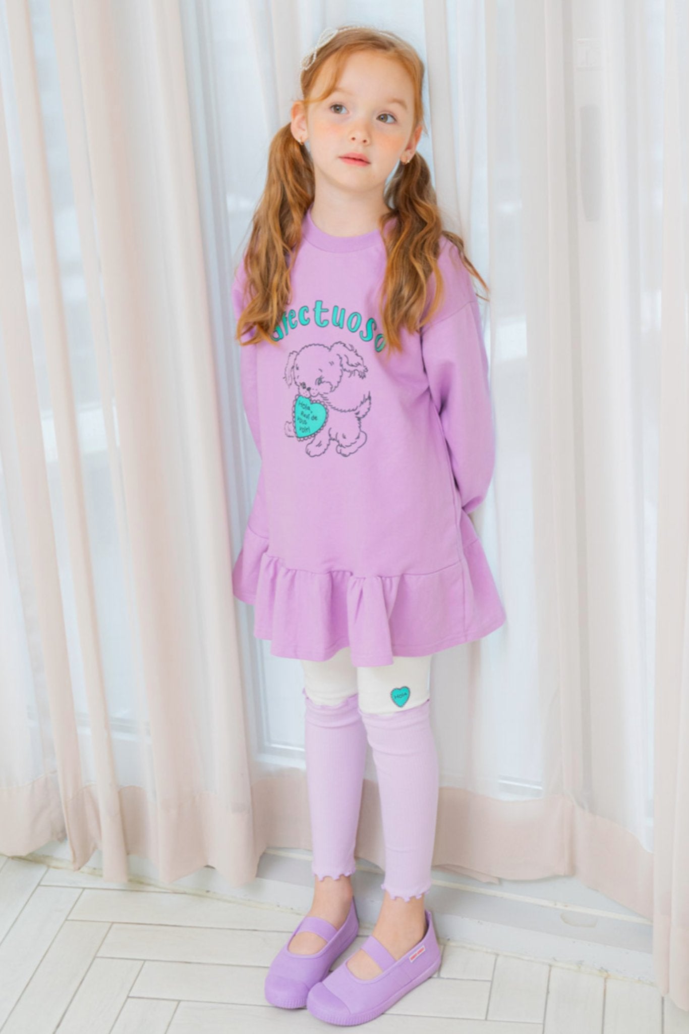 2pcs Cartoon Printed Sweatshirt & Pant Set_Purple