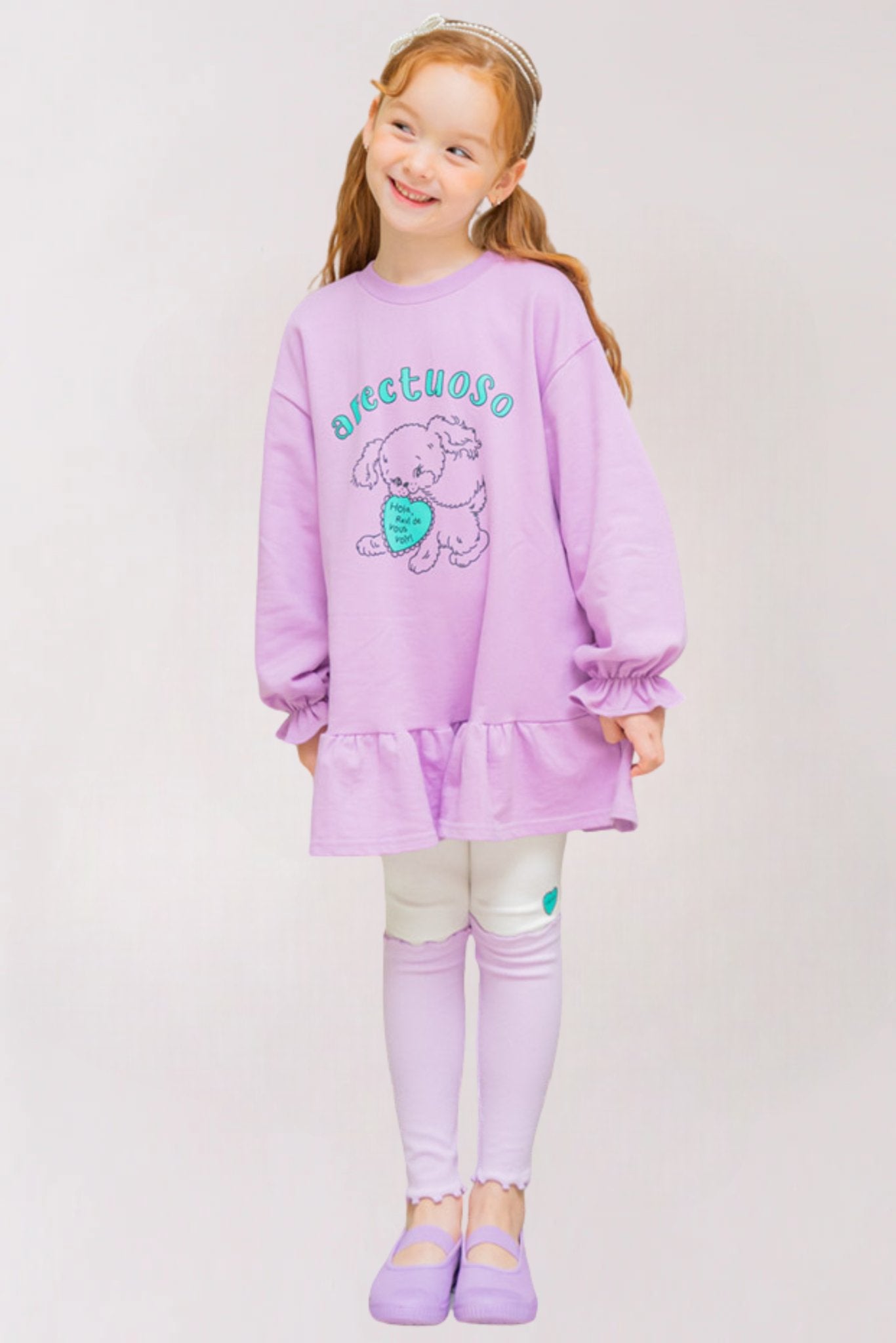 2pcs Cartoon Printed Sweatshirt & Pant Set_Purple