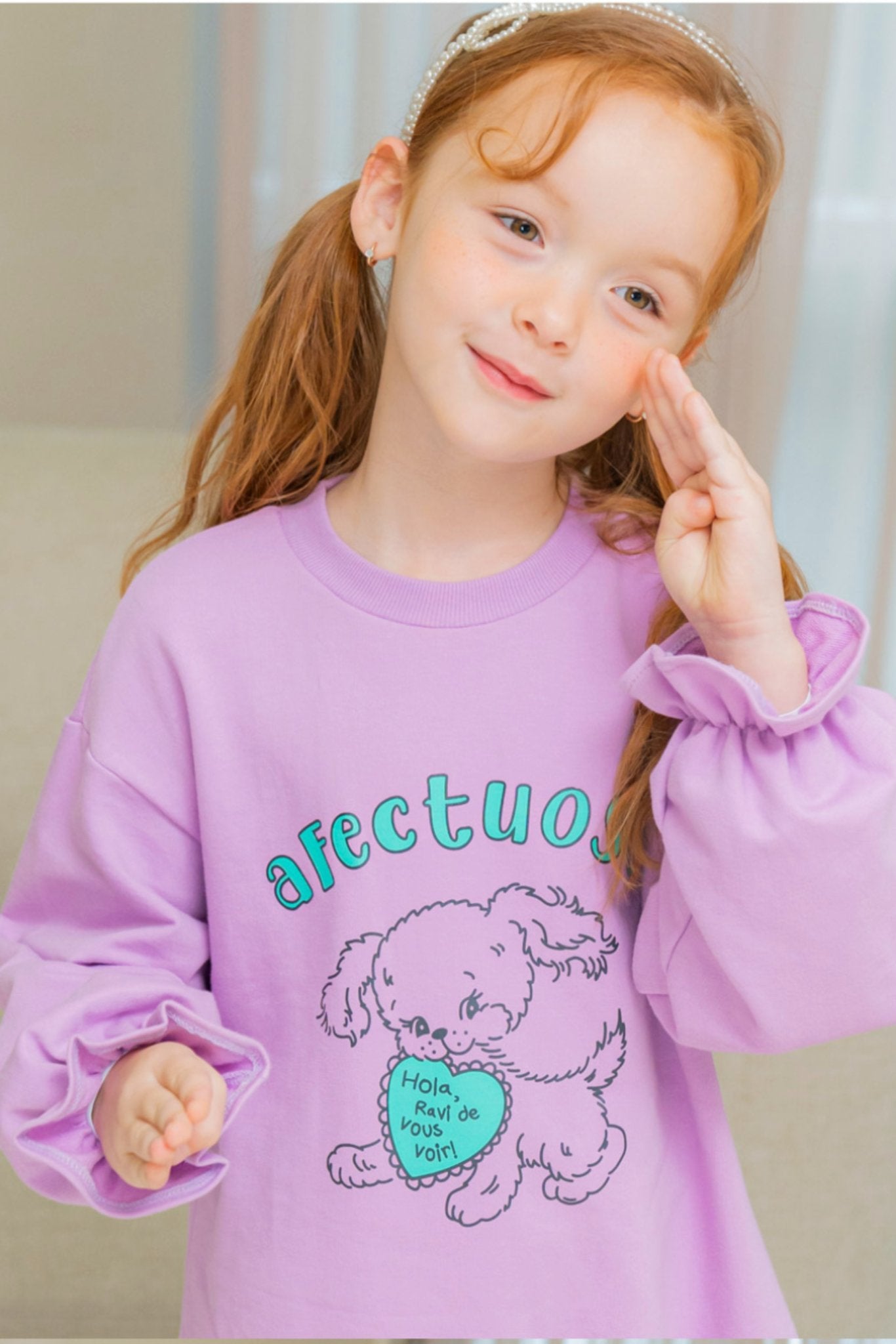 2pcs Cartoon Printed Sweatshirt & Pant Set_Purple