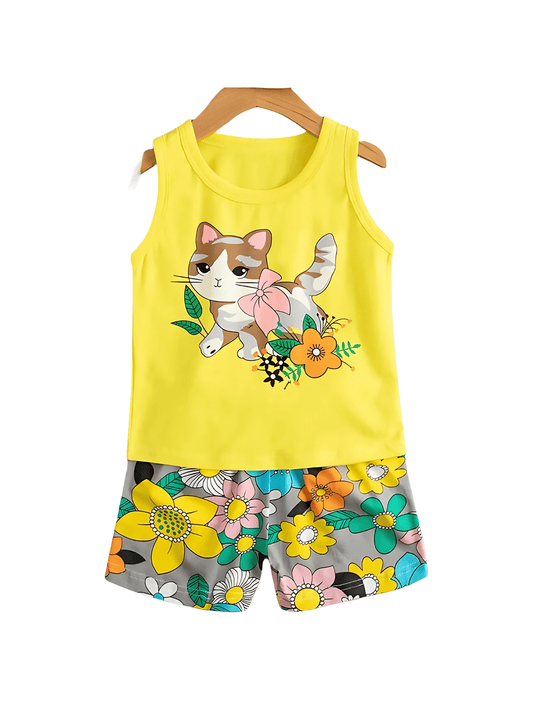 2pcs Cat T-shirt Set For Kid Girl (6mths - 6yrs)