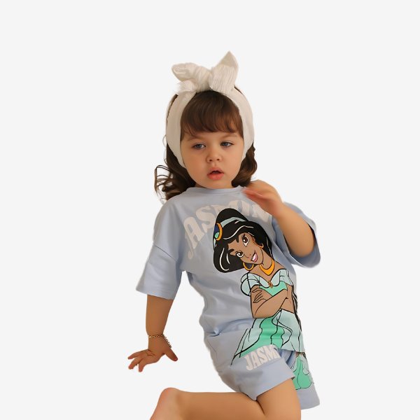 2pcs Doll Drop Shoulder T - shirt Set For Kid Girl