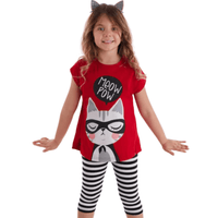 2pcs Meow Pow T-shirt Set For Kid Girl (6mths - 6yrs)