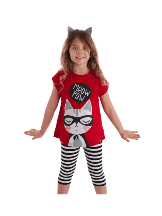 2pcs Meow Pow T-shirt Set For Kid Girl (6mths - 6yrs)