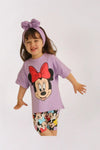 2pcs Micky Mouse Drop Shoulder T-shirt Set For Kid Girl