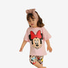 2pcs Micky Mouse Drop Shoulder T - shirt Set For Kid Girl