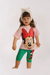 2pcs Micky Mouse Drop Shoulder T-shirt Set For Kid Girl