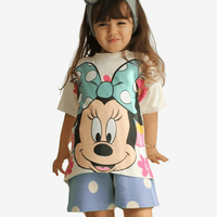 2pcs Minnie Mouse Drop Shoulder T-shirt Set For Kid Girl (6mths - 6yrs)