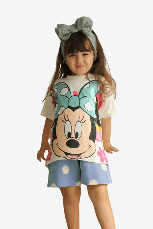 2pcs Minnie Mouse Drop Shoulder T-shirt Set For Kid Girl (6mths - 6yrs)
