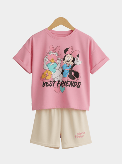 2pcs Minnie Mouse Drop Shoulder T-shirt Set For Kid Girl (6mths - 6yrs)
