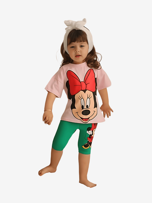 2pcs Minnie Mouse Drop Shoulder T-shirt Set For Kid Girl (6mths - 6yrs)