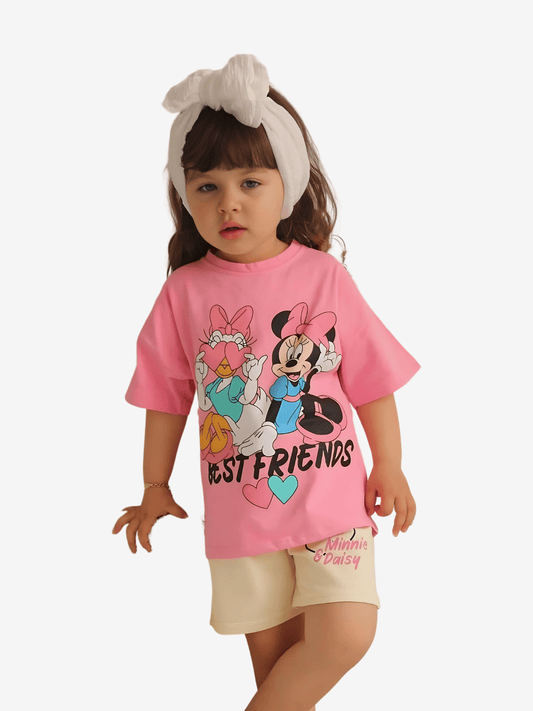 2pcs Minnie Mouse Drop Shoulder T-shirt Set For Kid Girl (6mths - 6yrs)