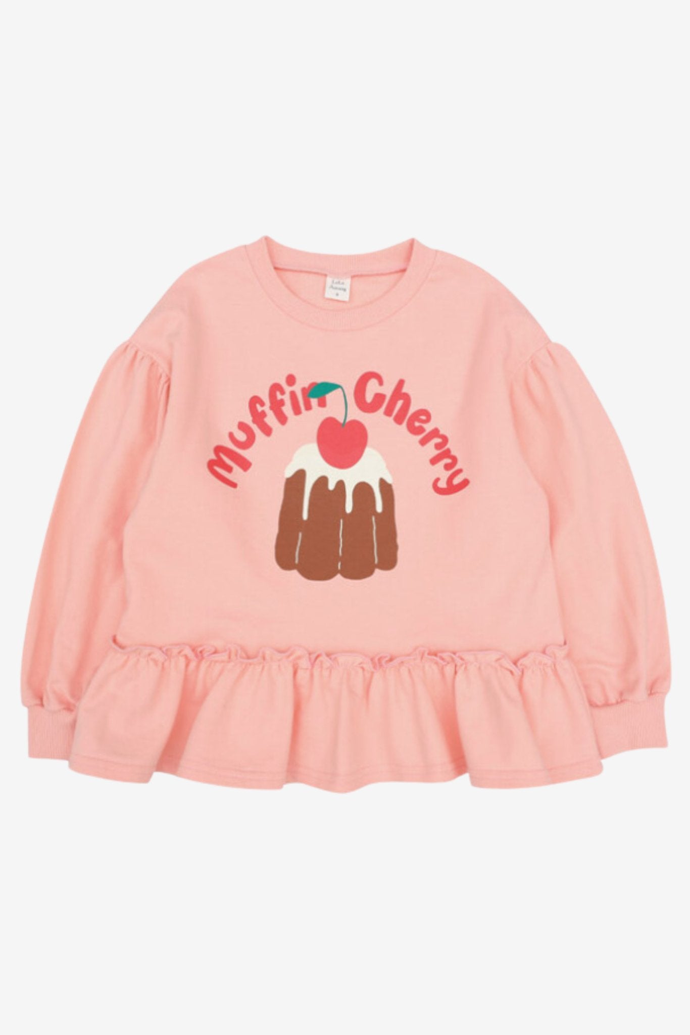 2pcs Muffin Cherry Printed Sweatshirt & Pant Set_Light Pink