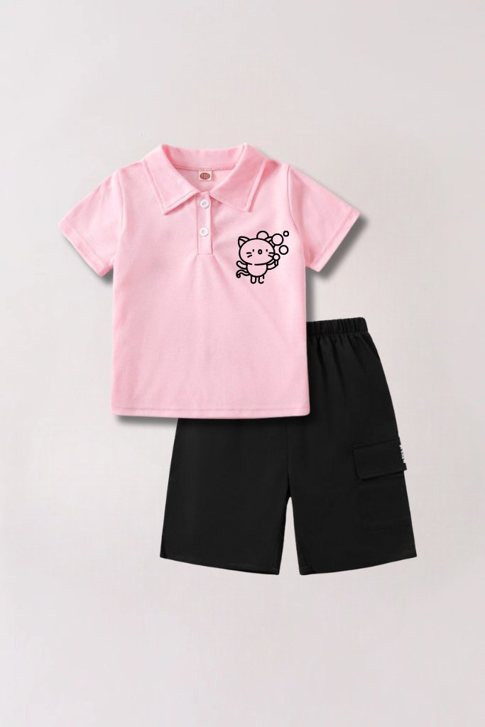 2Pcs Premium Polo T-Shirt & Pant Set For Kid Boy