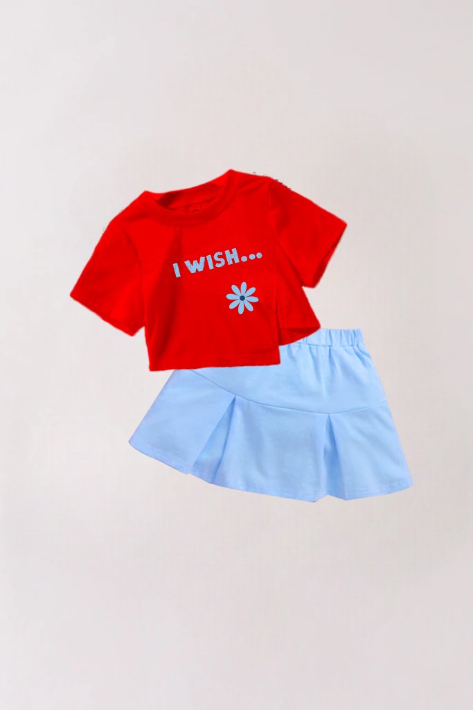 2pcs Stylish Baby & Toddler "I Wish" Red Color Girl Set