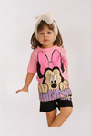 2pcs Minnie Mouse Drop Shoulder T-shirt Set For Kid Girl