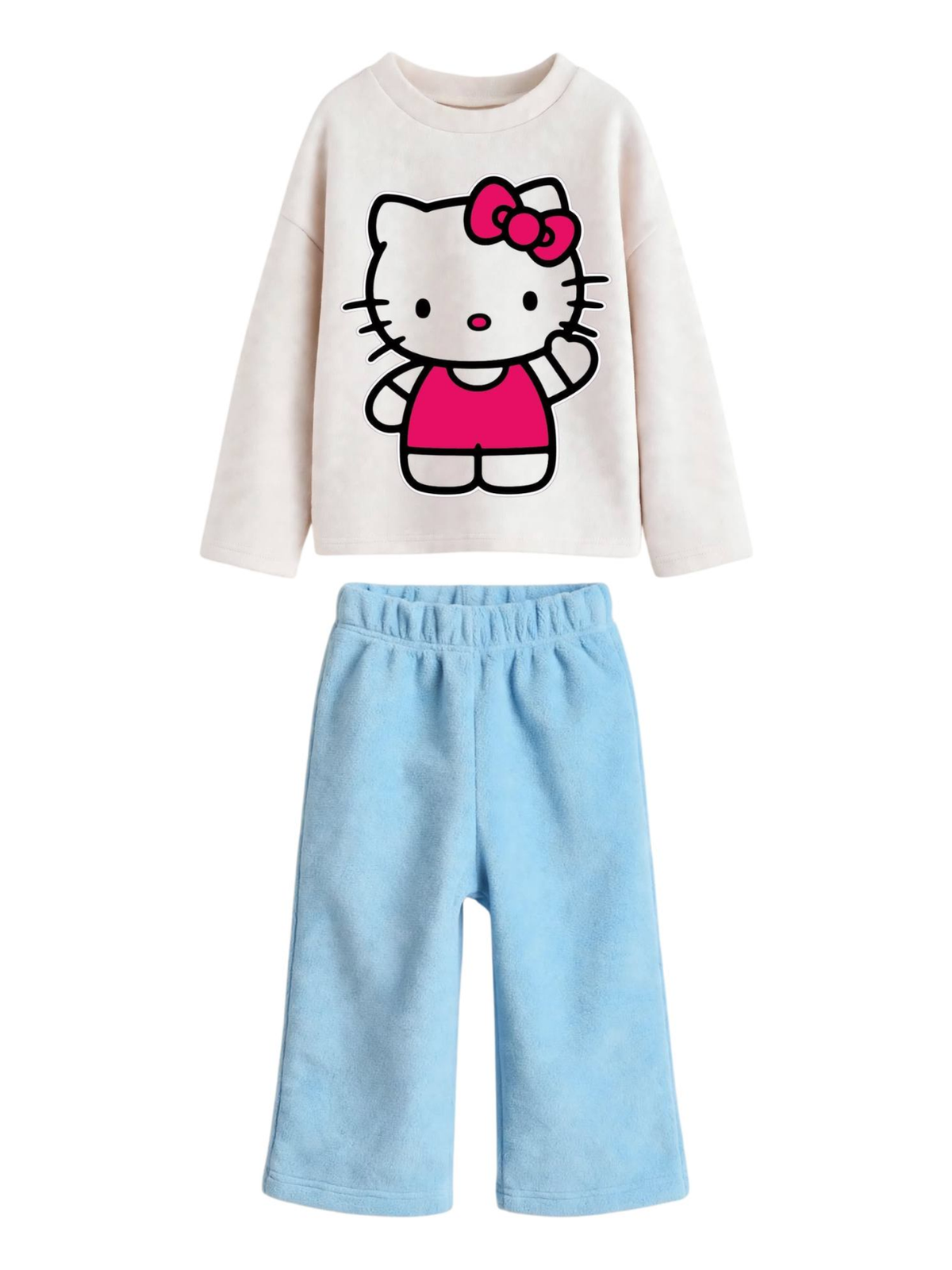 Hello Kitty Sweatshirt & Wide-Leg Pants Set - Cream & Sky Blue (0mths-2yrs)