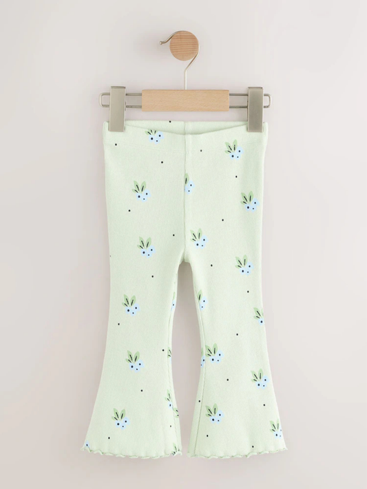 Kids Light Green Tree Printed Flared Pant (3yrs-12yrs)