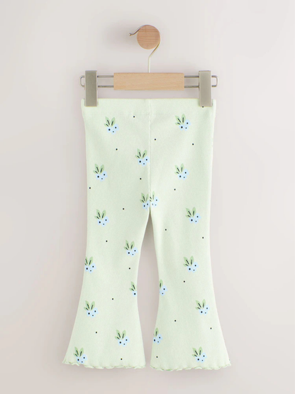 Kids Light Green Tree Printed Flared Pant (3yrs-12yrs)