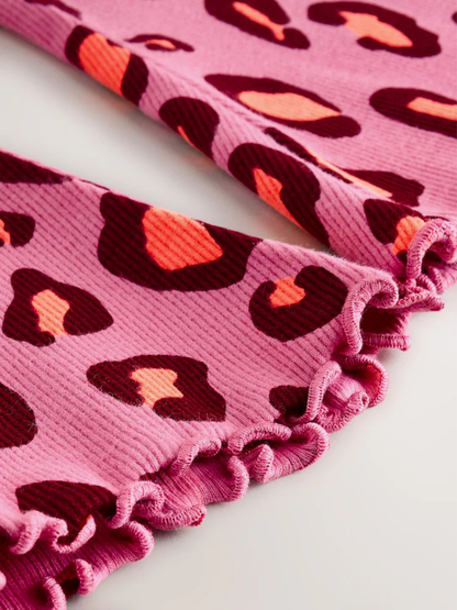 Kids Rose Pink Flared Printed Pant (3yrs-12yrs)