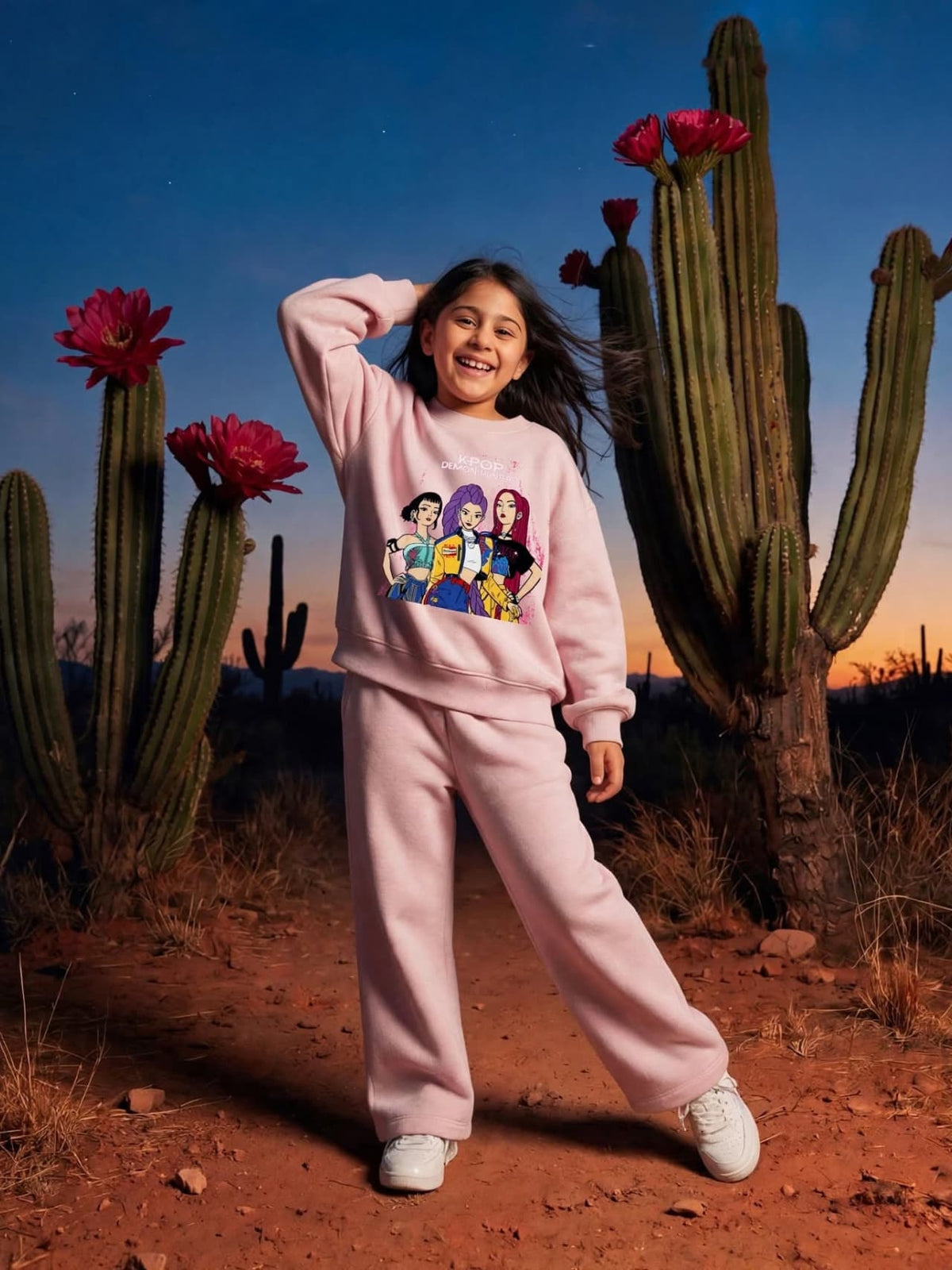 KPop Demon Hunters Sweatshirt & Wide-Leg Pants Set - Pink