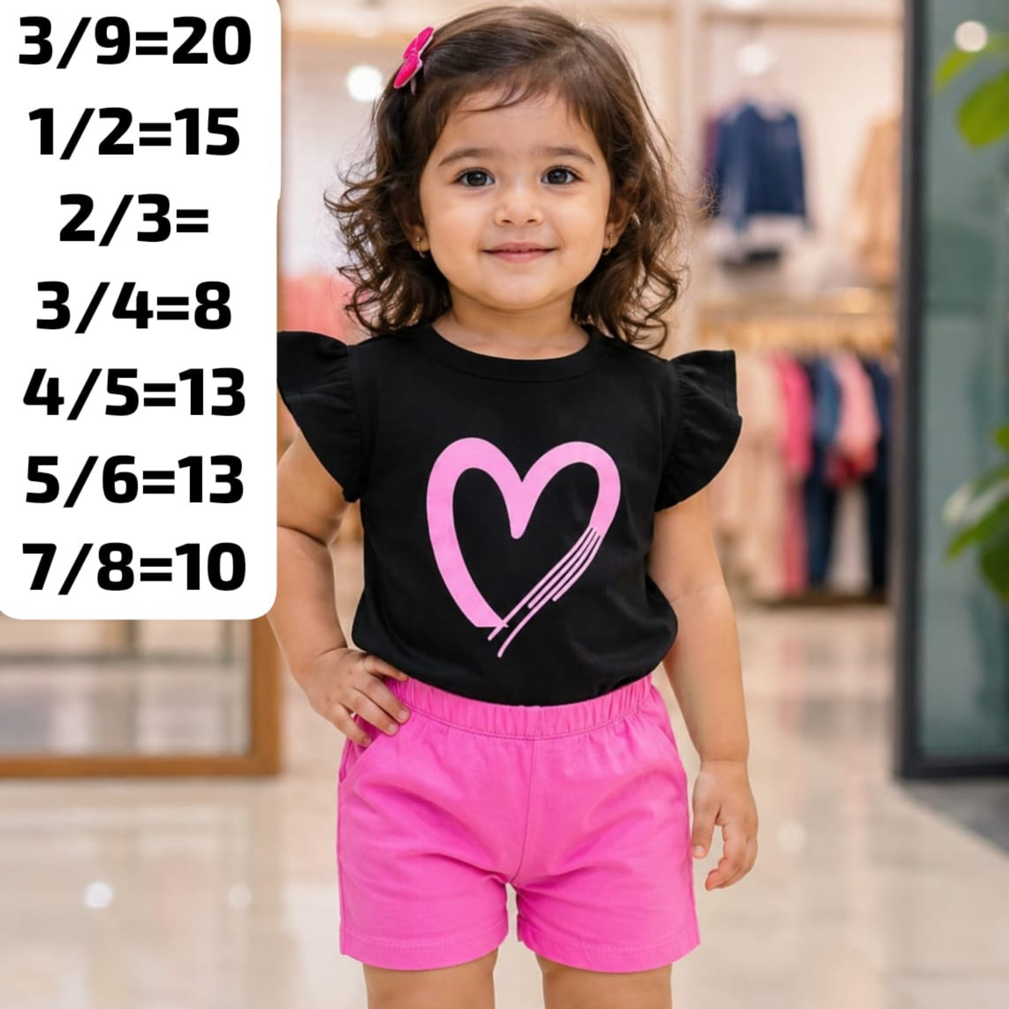 Pink Heart Shorts Set
