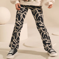 Kids Black Printed Flared Pants (3yrs-12yrs)