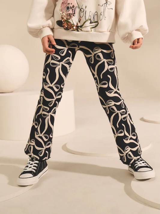 Kids Black Printed Flared Pants (3yrs-12yrs)
