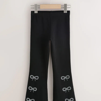Kids Black Stone Bow Flared Long Pant (3yrs-12yrs)