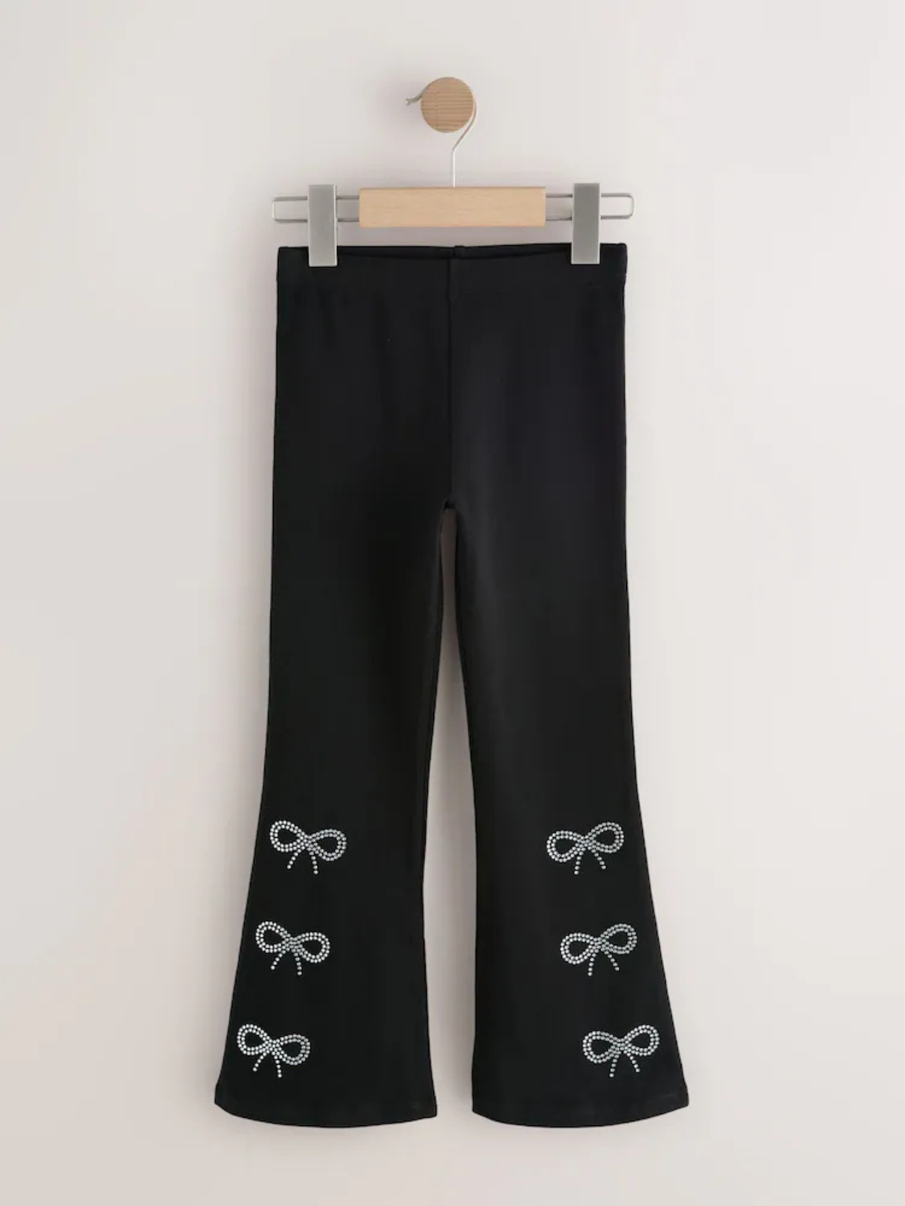 Kids Black Stone Bow Flared Long Pant (3yrs-12yrs)