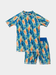 Kids' Two-Piece Abstract Wave Rash Guard Set – Blue/Orange (2-8years)