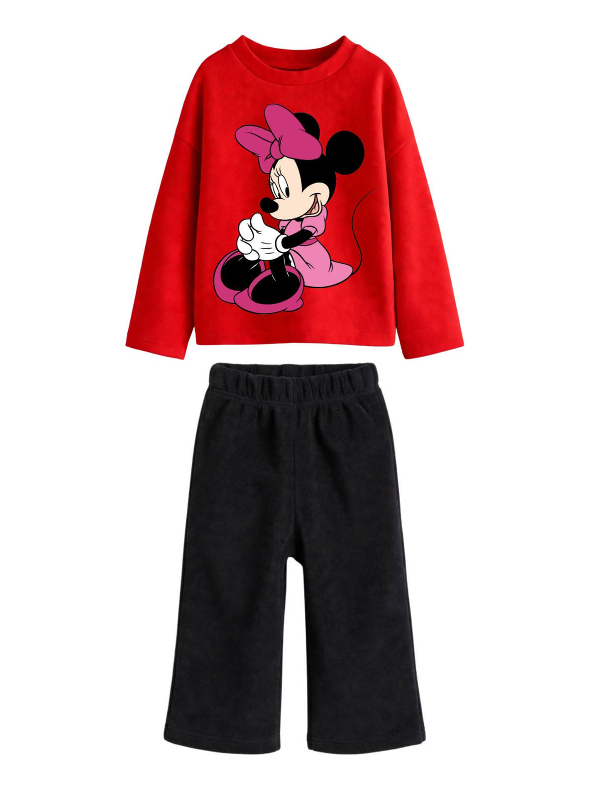 Minnie Mouse Sweatshirt & Wide-Leg Pants Set - Red & Black (0mths-2yrs)