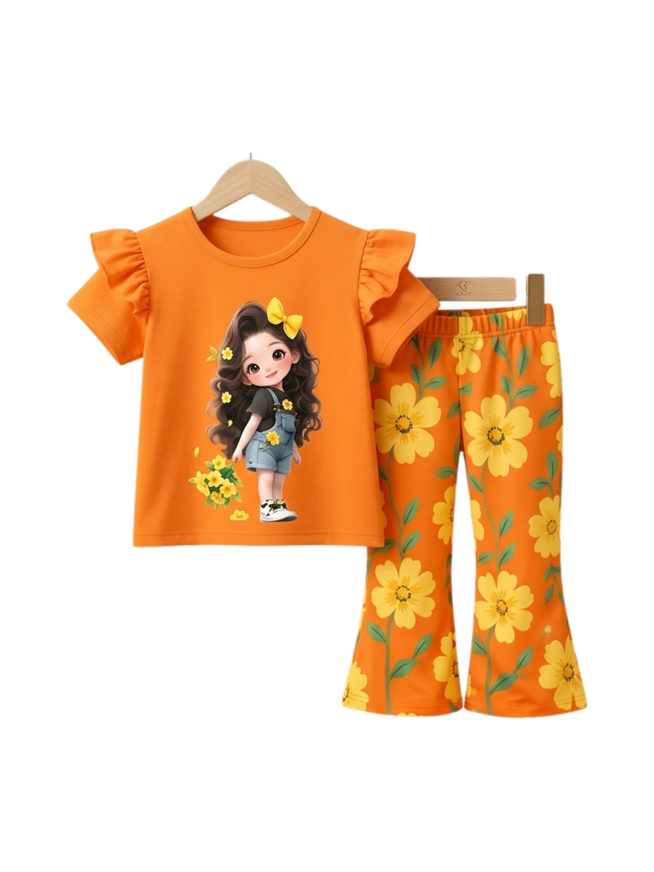 Orange Floral Girl Set