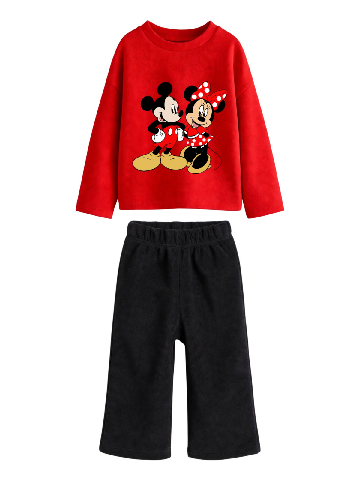 Mickey & Minnie Sweatshirt & Wide-Leg Pants Set - Red & Black (0mths-2yrs)
