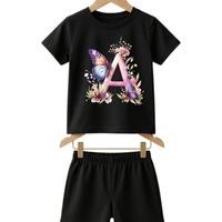 Butterfly Letter Print Outfit Set