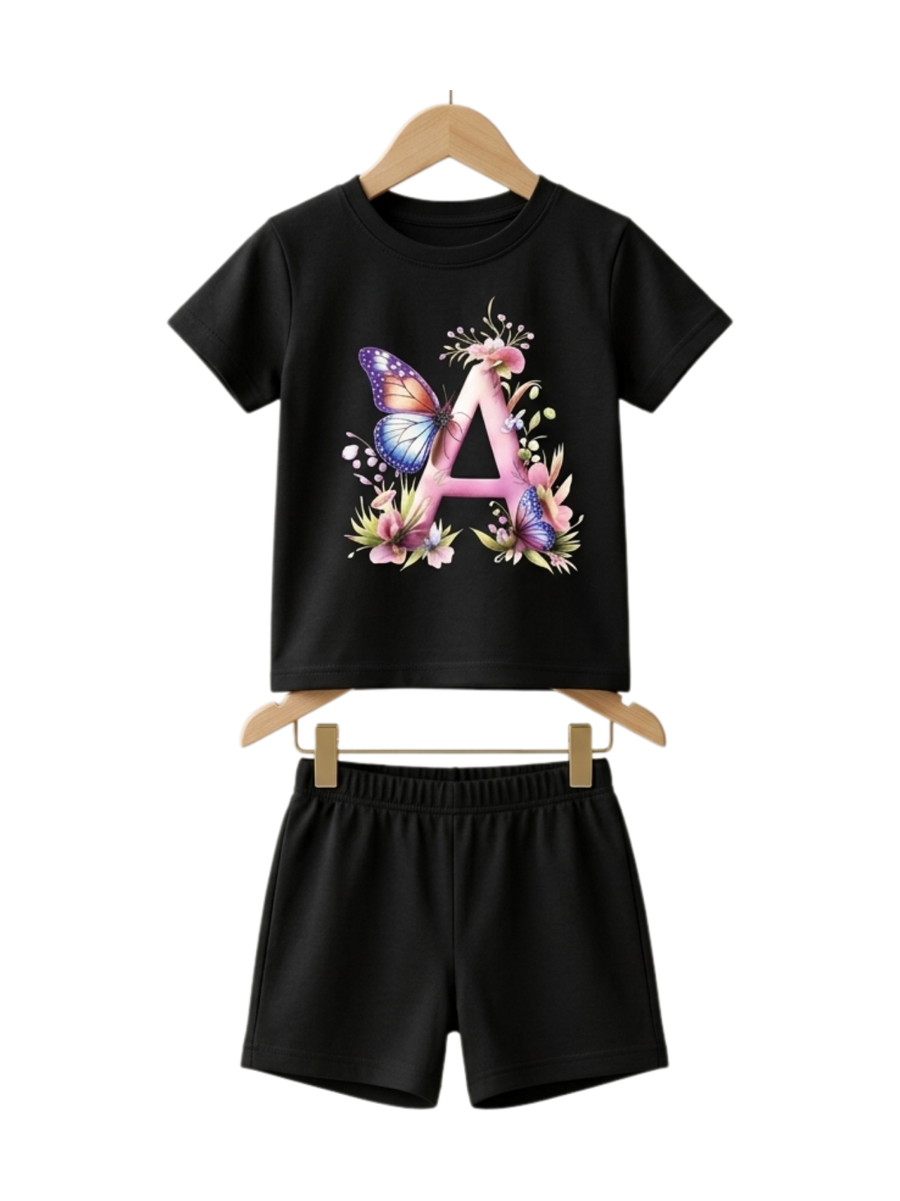Butterfly Letter Print Outfit Set