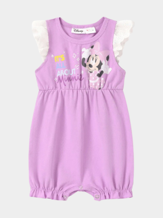 Baby Minnie Mouse Lavender Flutter Sleeve Bubble Romper