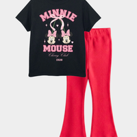 Kids Girls Minnie Mouse T-Shirt & Flared Pants Set
